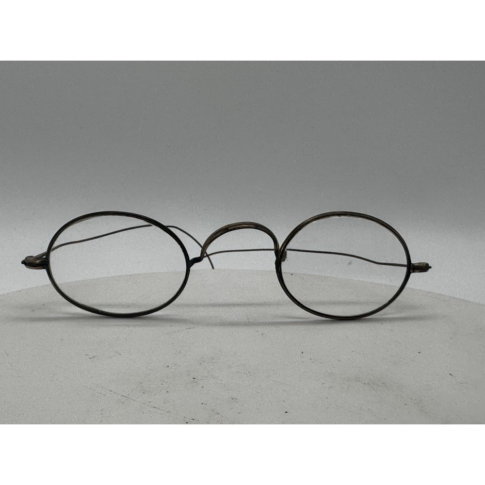 Antique Vintage STL Wire Rim Oval Glasses Spectacles Gold/Brass Tone Frames
